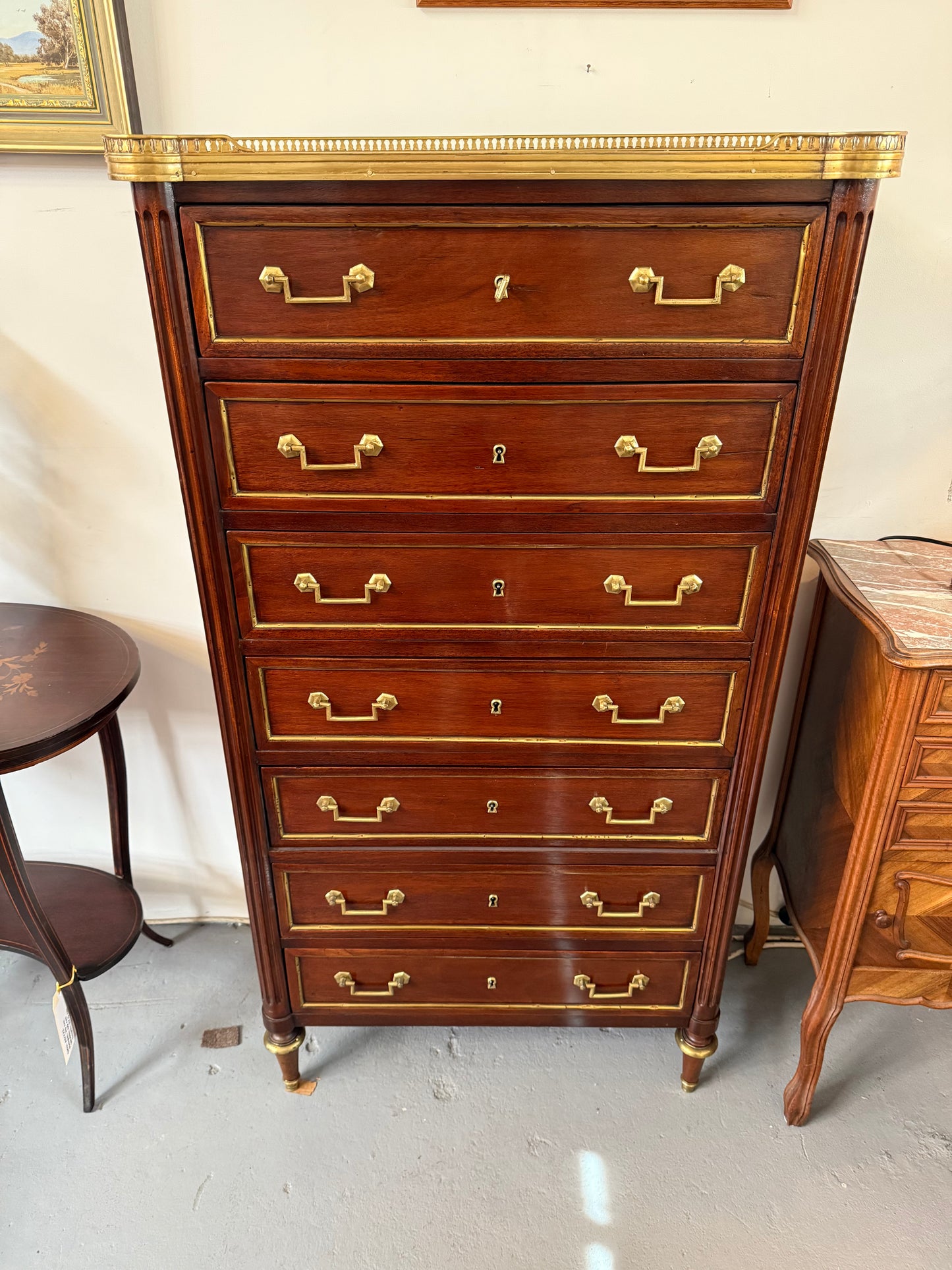 19th Century French Rosewood Louis XVI Style Semanier