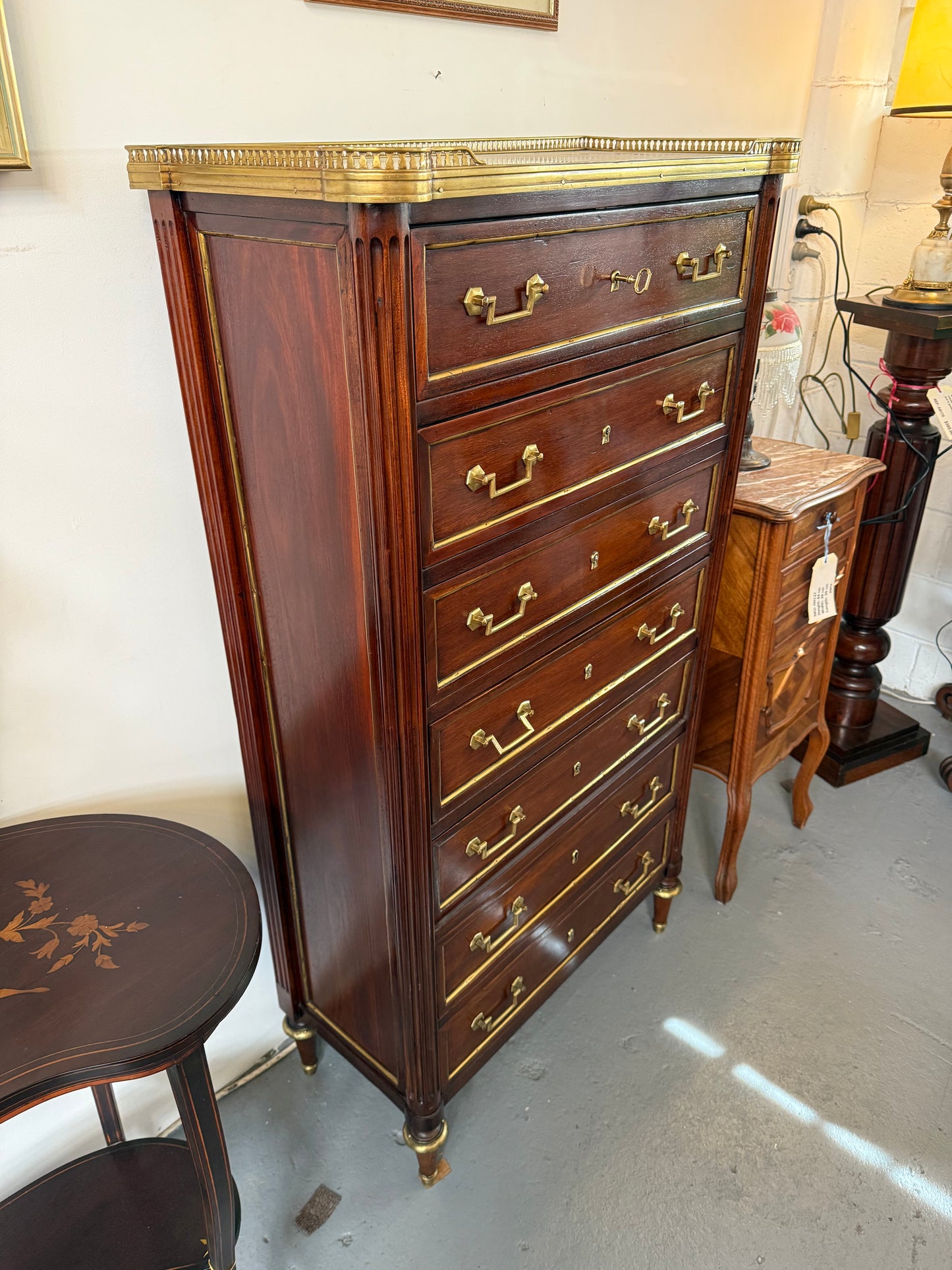 19th Century French Rosewood Louis XVI Style Semanier