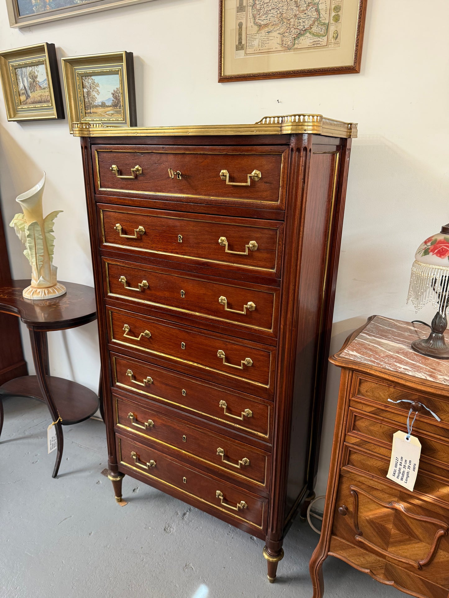 19th Century French Rosewood Louis XVI Style Semanier
