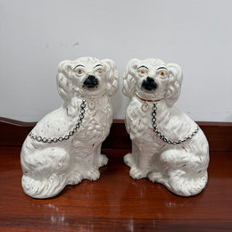 Pair Of Large Antique Staffordshire Spaniel Mantel Dogs