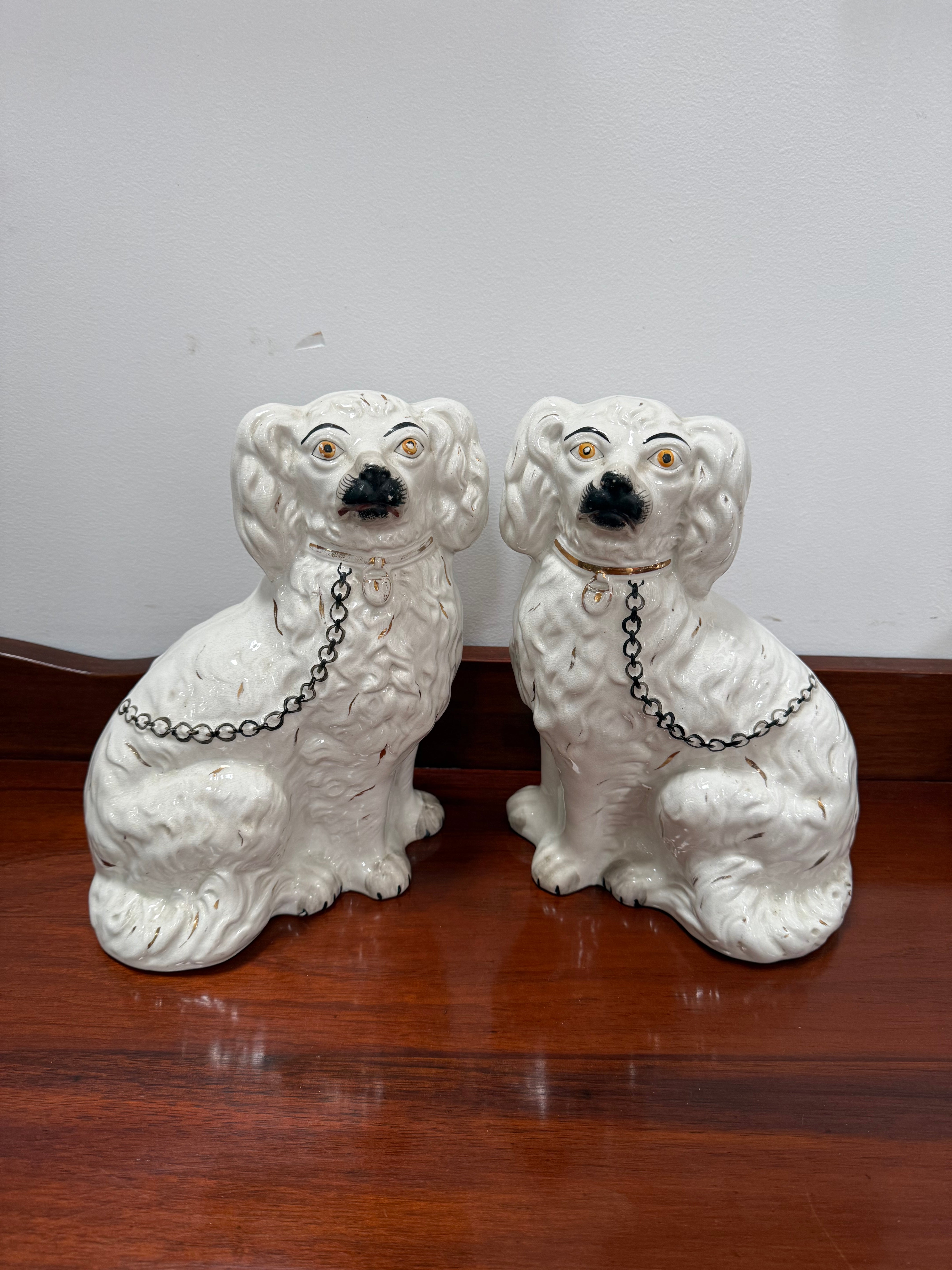 Pair Of Large Antique Staffordshire Spaniel Mantel Dogs | Antique & Vintage | Moonee Ponds Antiques | Australia Wide Delivery
