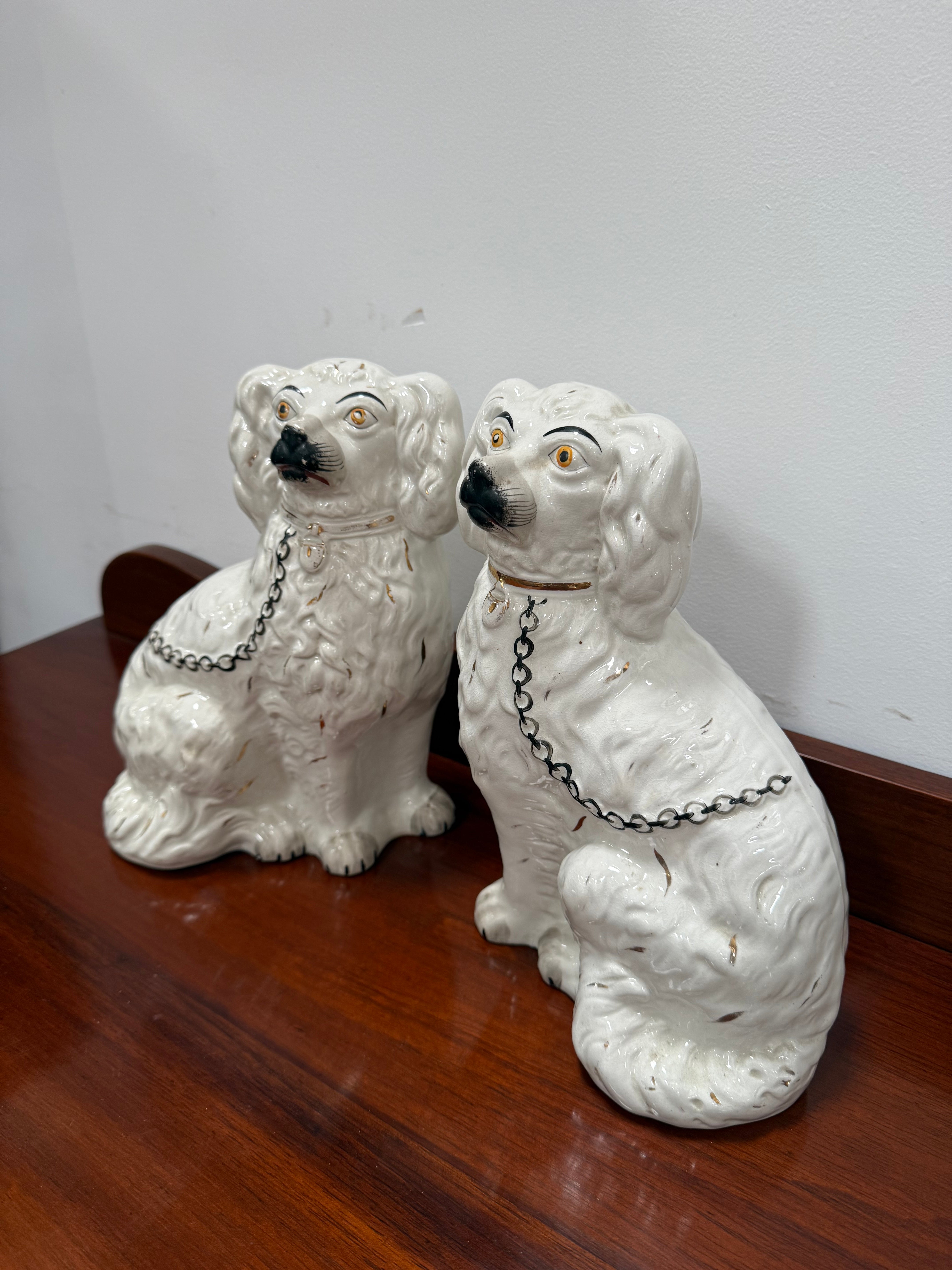Pair Of Large Antique Staffordshire Spaniel Mantel Dogs | Antique & Vintage | Moonee Ponds Antiques | Australia Wide Delivery