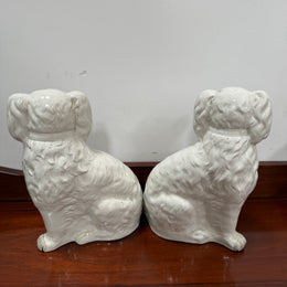 Pair Of Large Antique Staffordshire Spaniel Mantel Dogs