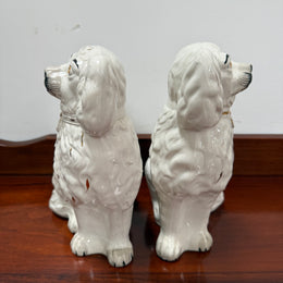 Pair Of Large Antique Staffordshire Spaniel Mantel Dogs