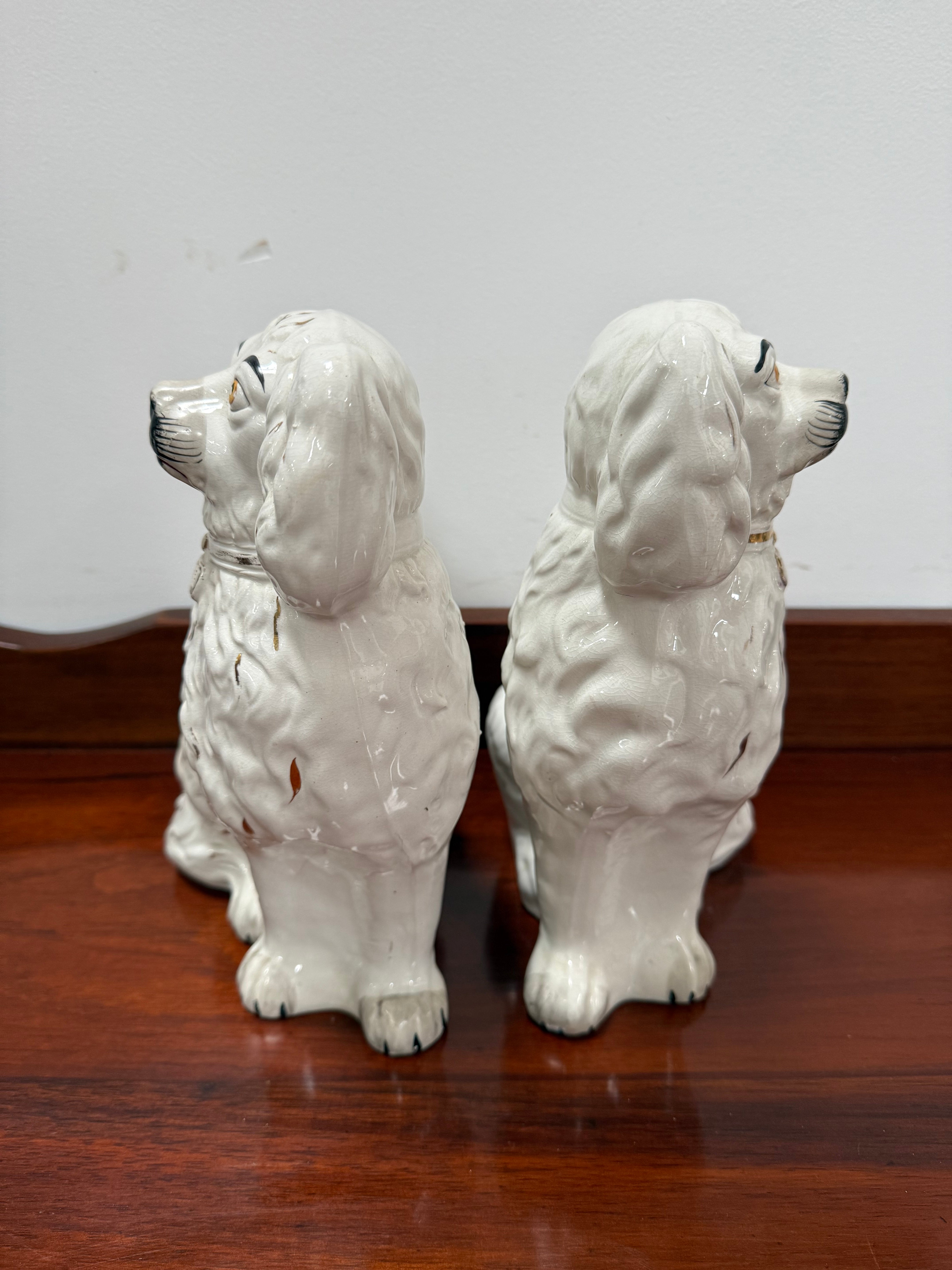 Pair Of Large Antique Staffordshire Spaniel Mantel Dogs | Antique & Vintage | Moonee Ponds Antiques | Australia Wide Delivery