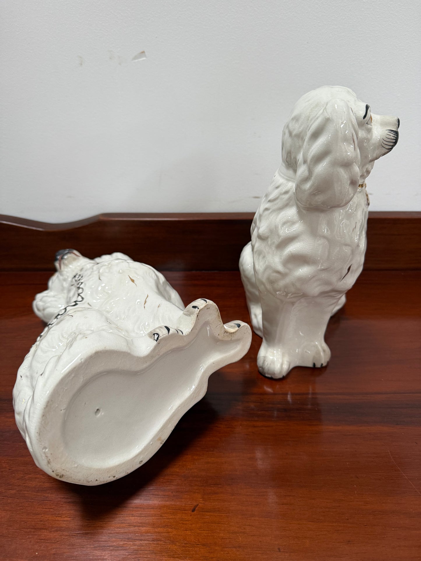Pair Of Large Antique Staffordshire Spaniel Mantel Dogs