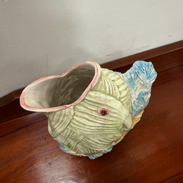 Vintage Hand Painted Italian Majolica Fish Gurgle Jug.