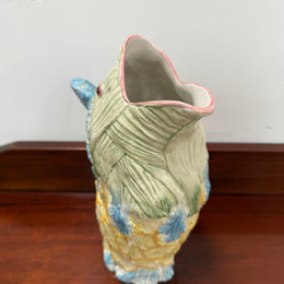 Vintage Hand Painted Italian Majolica Fish Gurgle Jug