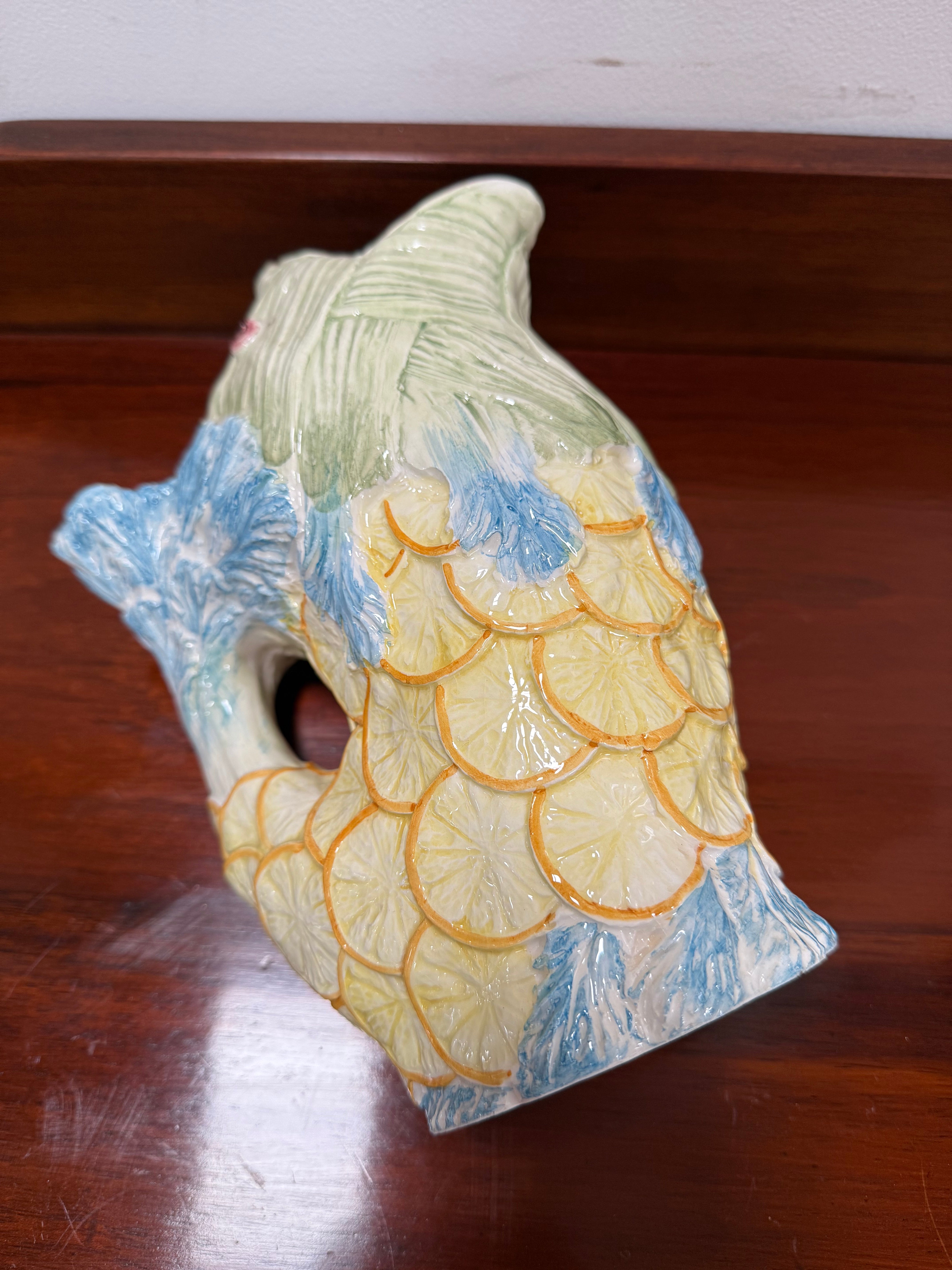 Vintage Hand Painted Italian Majolica Fish Gurgle Jug | Antique & Vintage | Moonee Ponds Antiques | Australia Wide Delivery