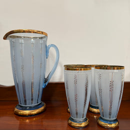 Quality Art Deco Style Lemonade Set Of Jug & 4 Glasses