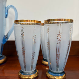 Quality Art Deco Style Lemonade Set Of Jug & 4 Glasses
