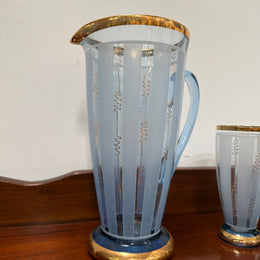 Quality Art Deco Style Lemonade Set Of Jug & 4 Glasses