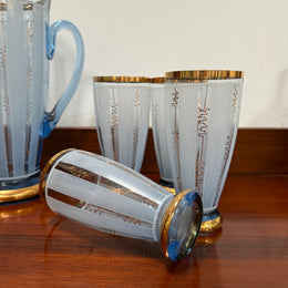 Quality Art Deco Style Lemonade Set Of Jug & 4 Glasses