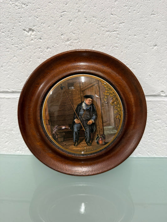 Antique Framed Pratt Ware Pot Lid "On Guard"