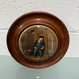 Antique Framed Pratt Ware Pot Lid "On Guard"