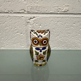 Vintage Cloisonne Owl Trinket Holder