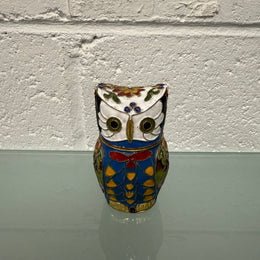 Vintage Cloisonne Owl Trinket Holder