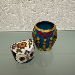 Vintage Cloisonne Owl Trinket Holder
