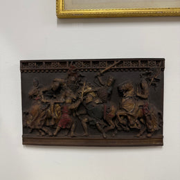 Vintage Wall Plaque Featuring Medieval Battle
