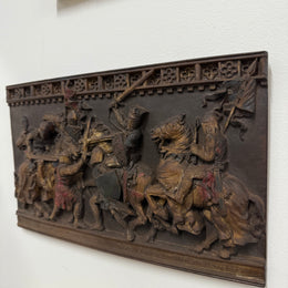 Vintage Wall Plaque Featuring Medieval Battle