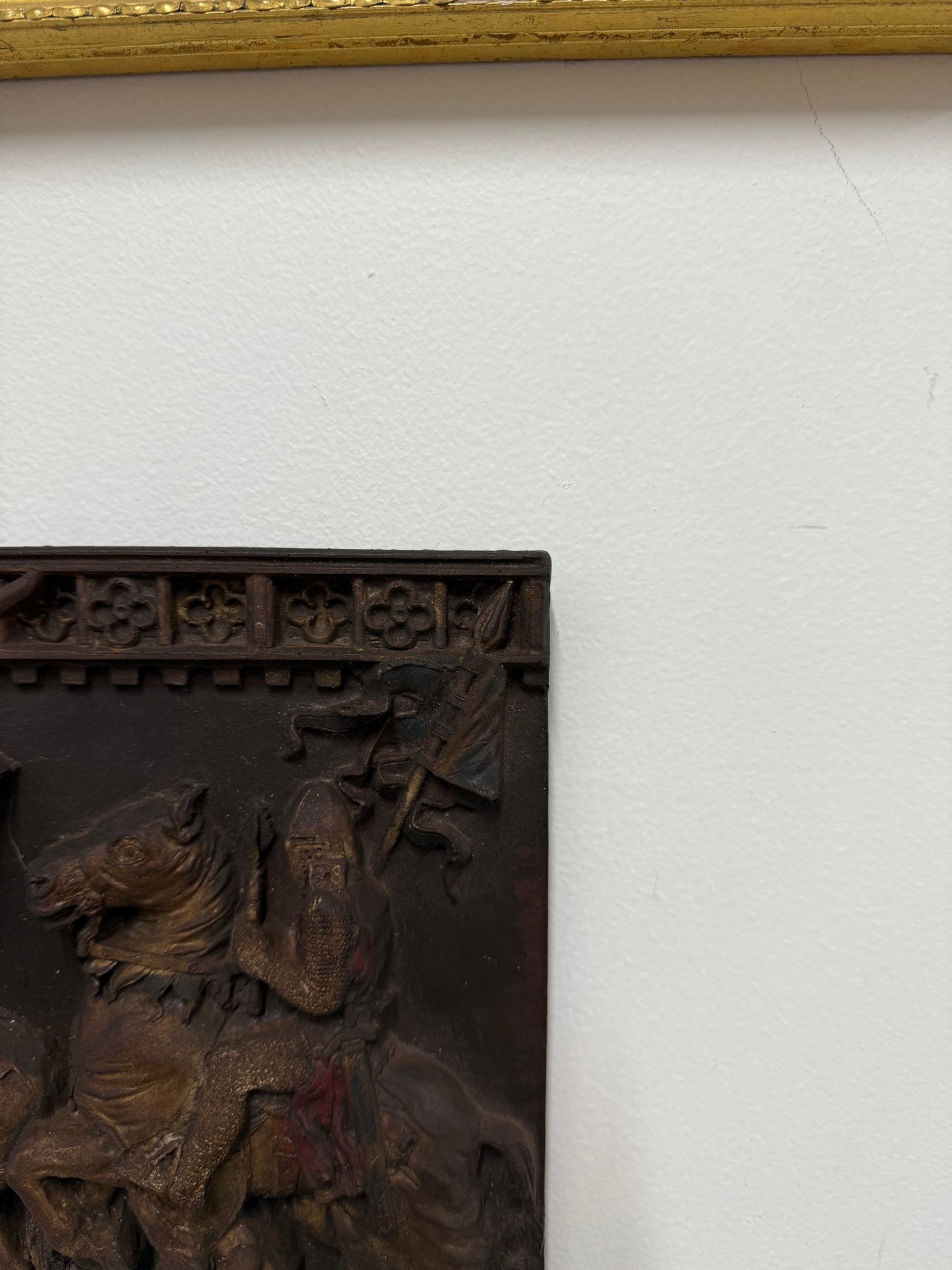 Vintage Wall Plaque Featuring Medieval Battle