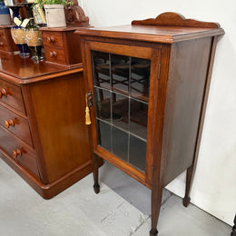 Australian Blackwood Display Cabinet with Leadlight Glass