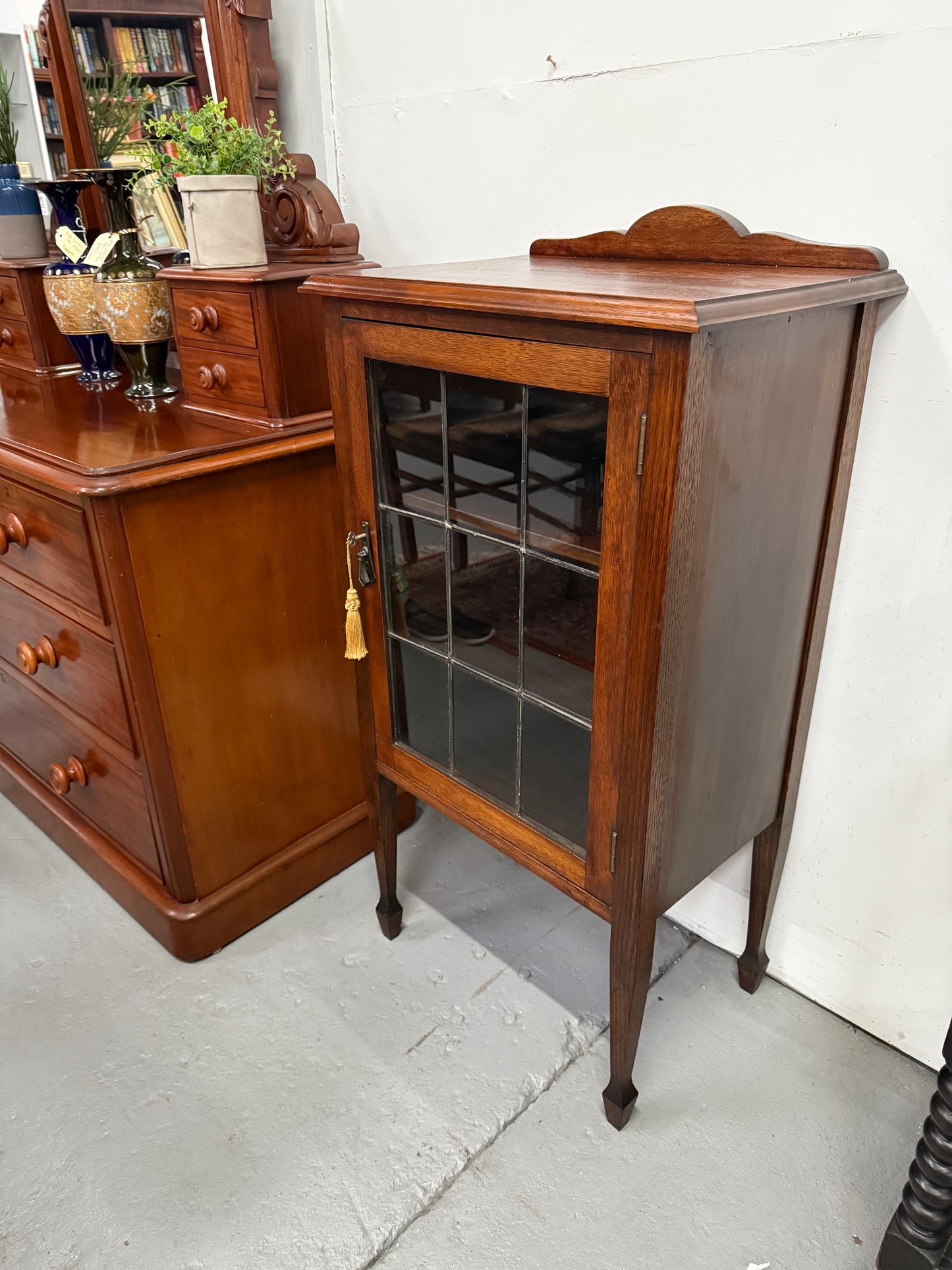 Australian Blackwood Display Cabinet with Leadlight Glass