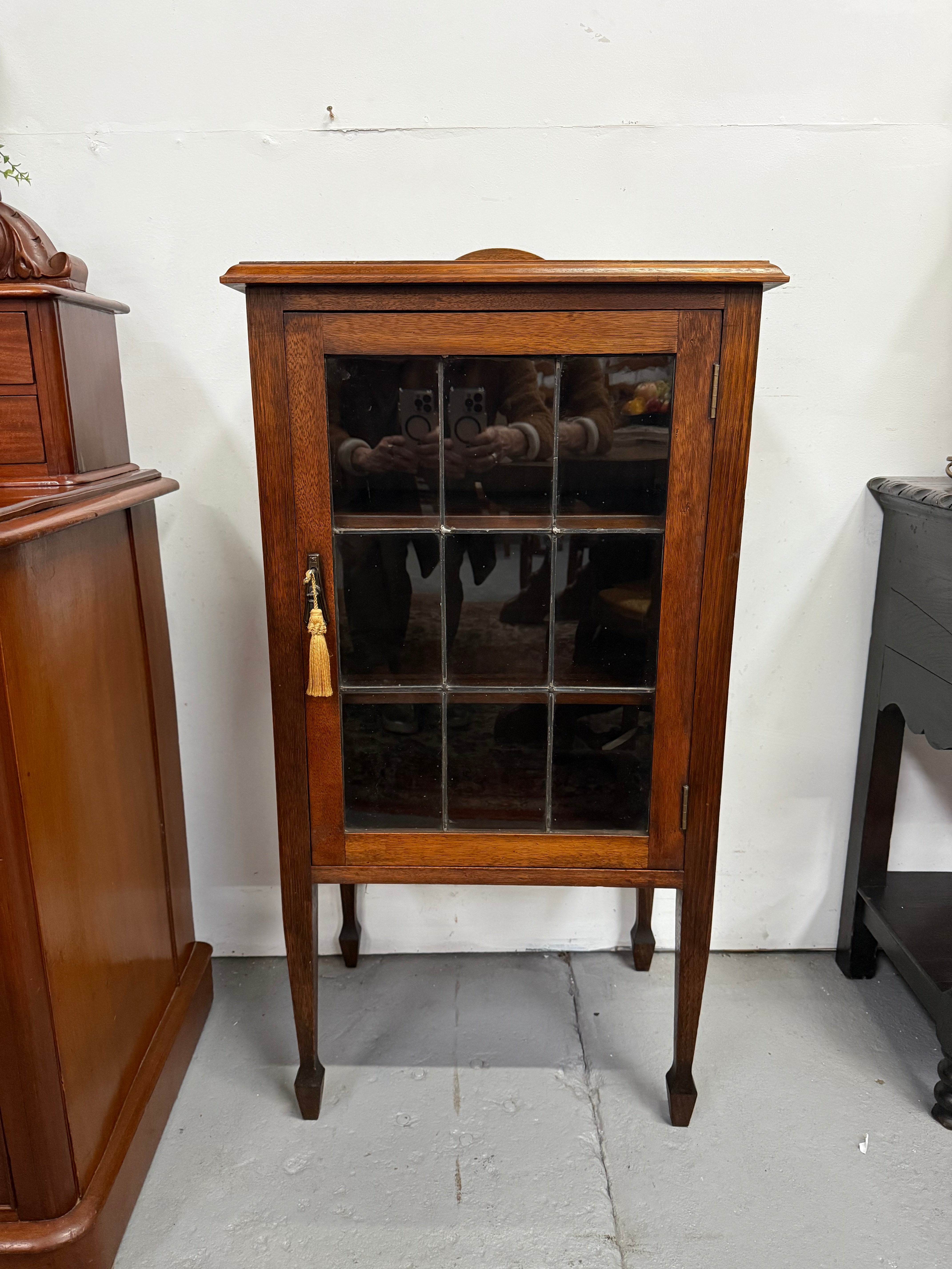 Australian Blackwood Display Cabinet with Leadlight Glass | Antique & Vintage | Moonee Ponds Antiques | Australia Wide Delivery
