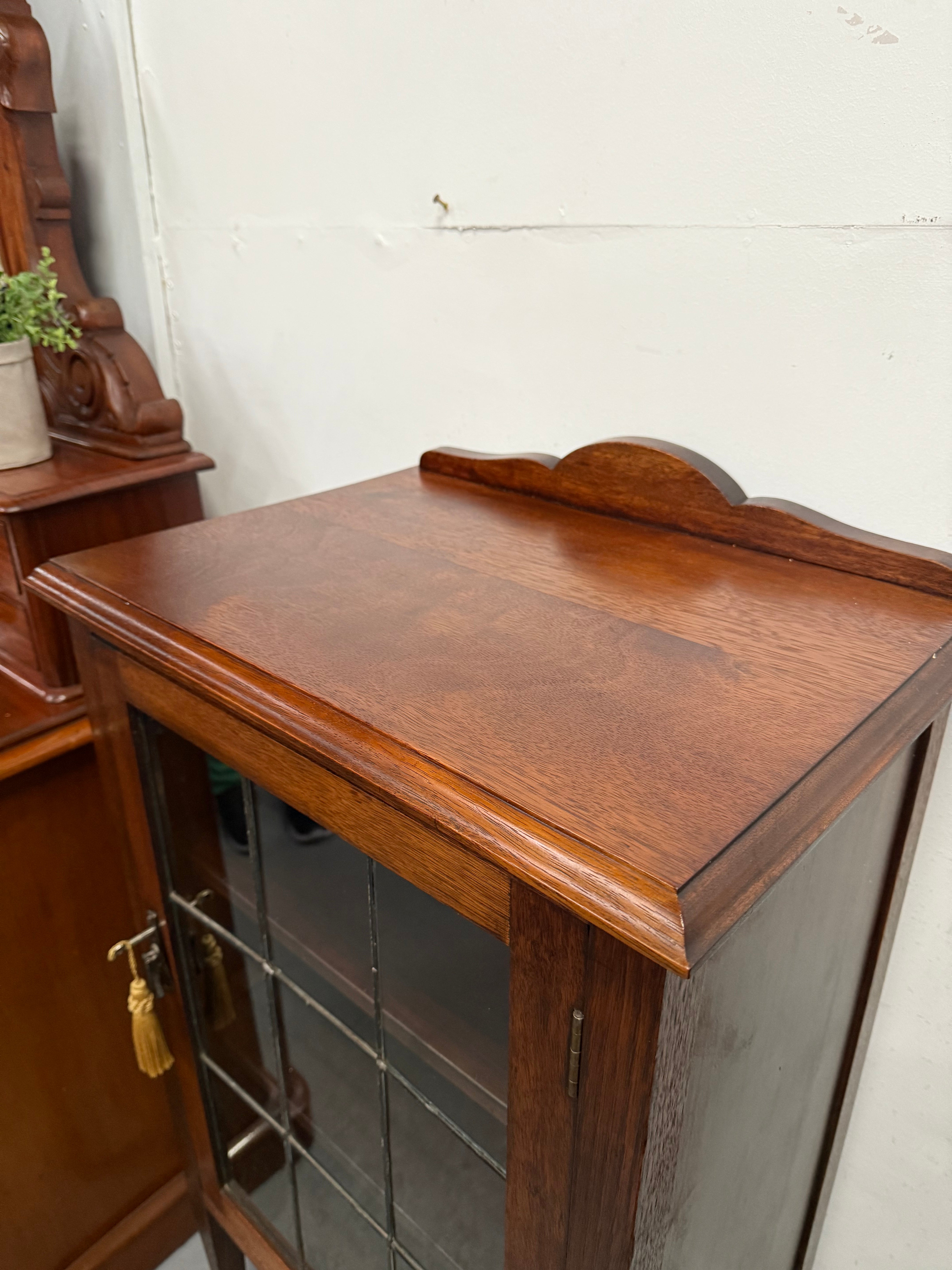 Australian Blackwood Display Cabinet with Leadlight Glass | Antique & Vintage | Moonee Ponds Antiques | Australia Wide Delivery