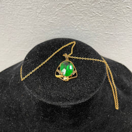 Vintage 9ct Gold Filled Green Stone Pendant & Chain