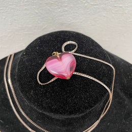 Vintage Sterling Silver Chain & Heart Shaped Glass Pendant