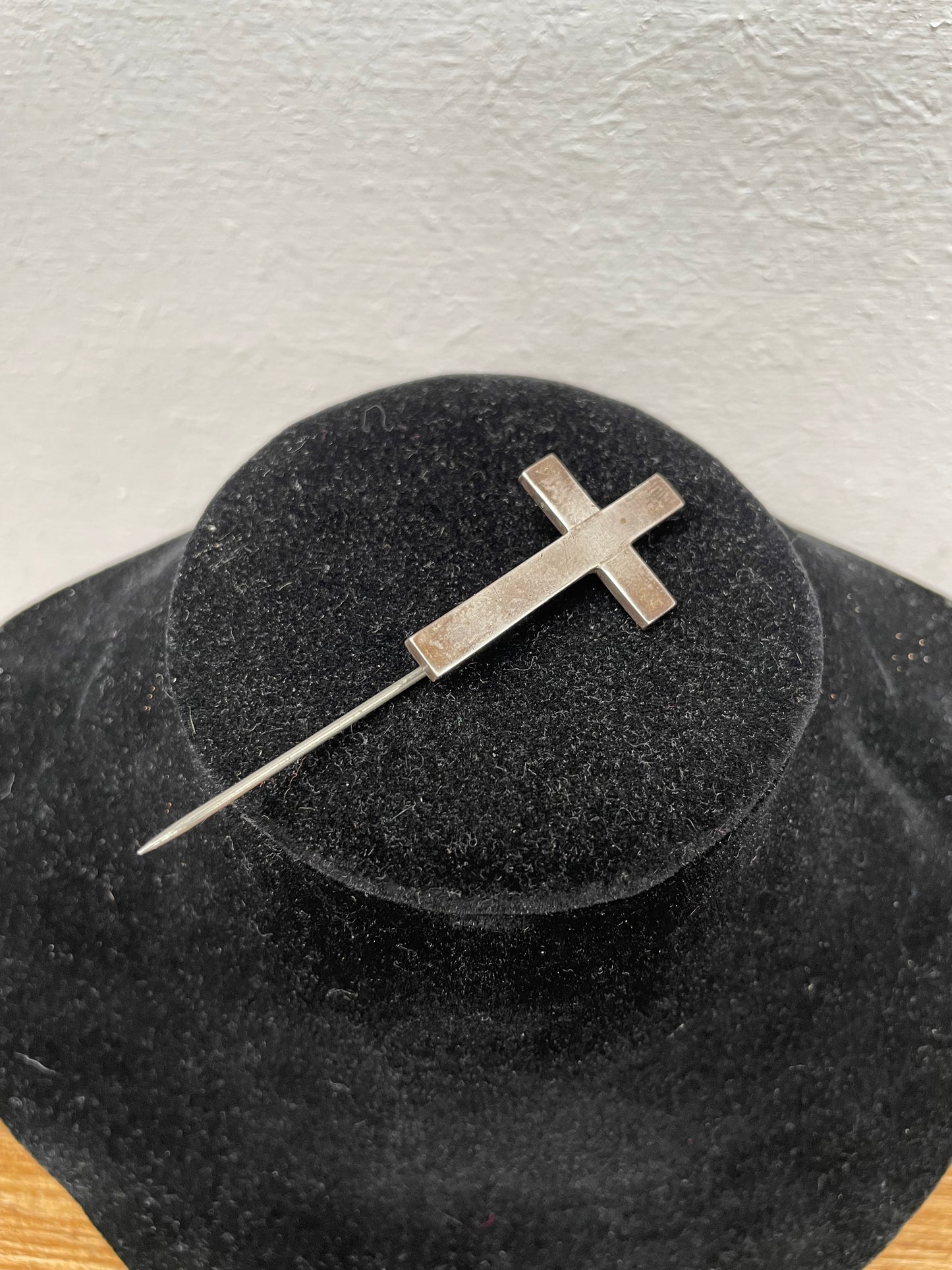 Vintage Heavy Silver Cross Pin