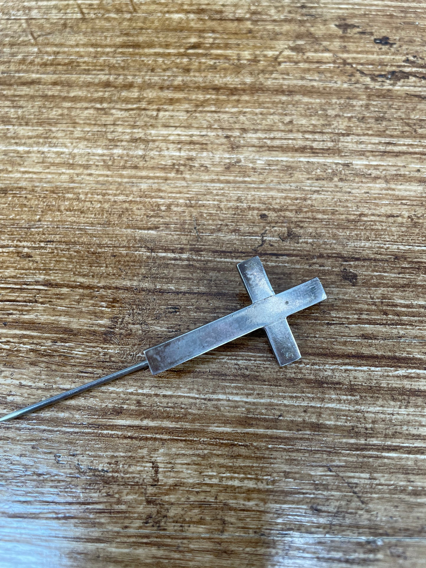 Vintage Heavy Silver Cross Pin