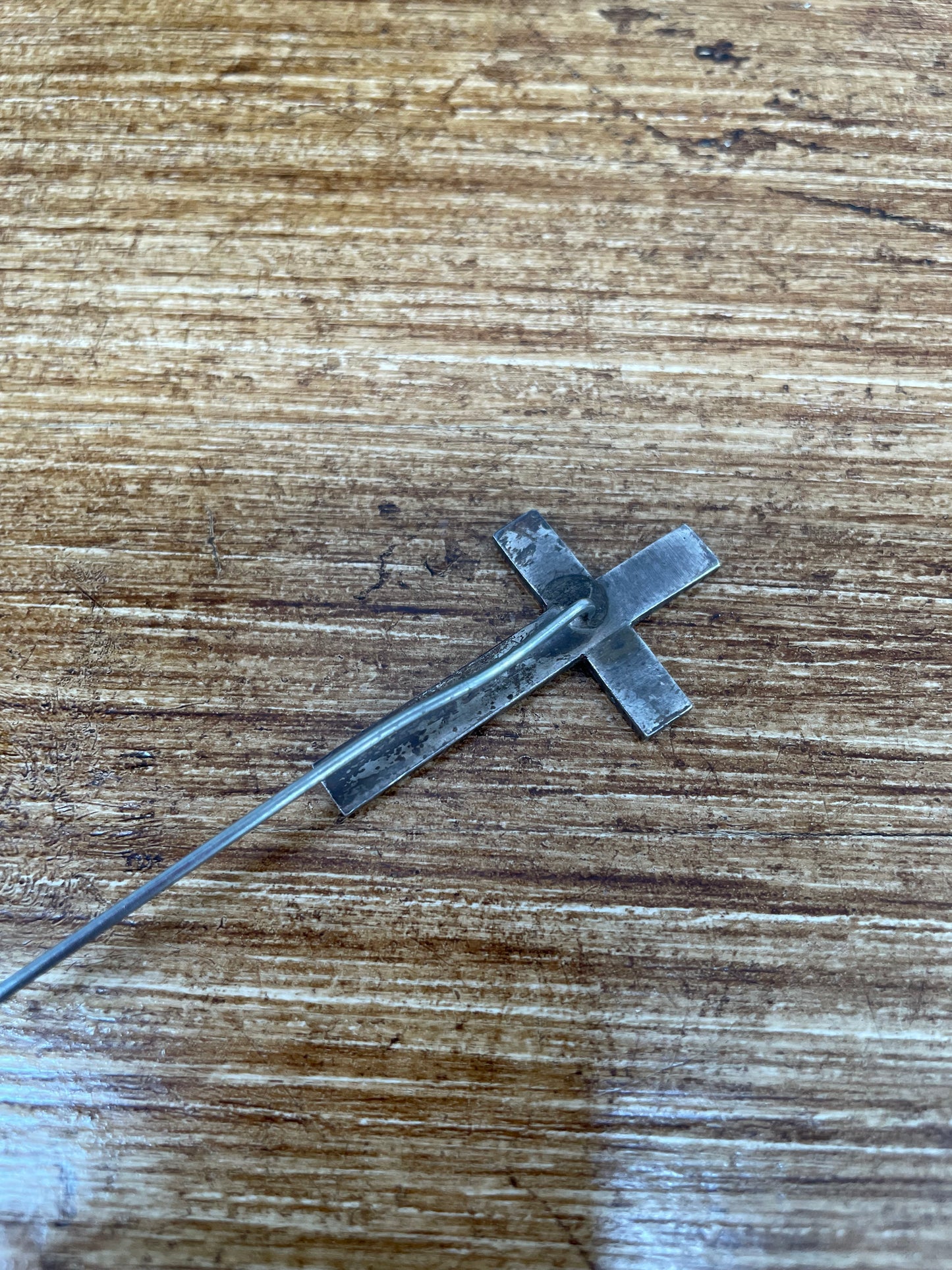 Vintage Heavy Silver Cross Pin