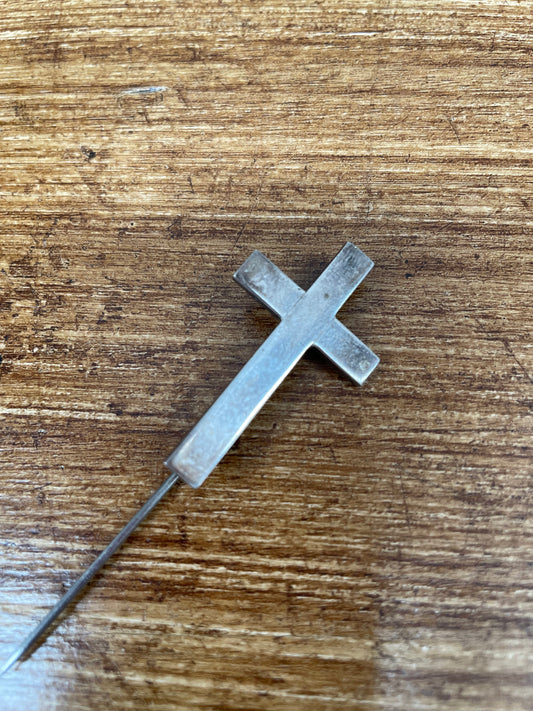 Vintage Heavy Silver Cross Pin