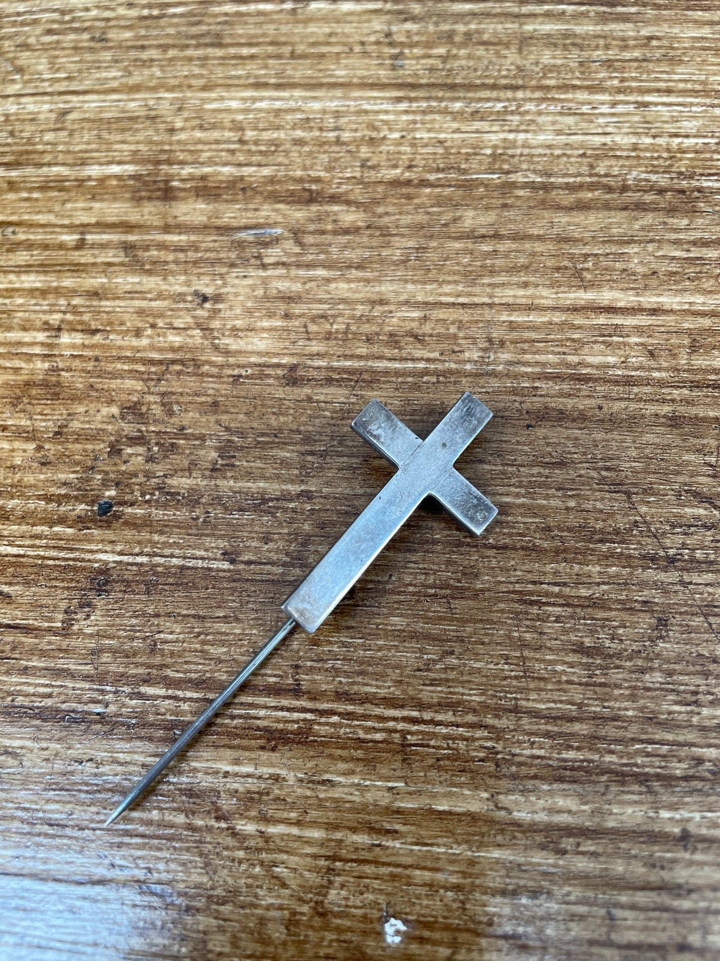 Vintage Heavy Silver Cross Pin