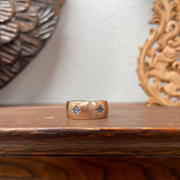 Vintage 9ct Silver Lined Ring With Sapphire