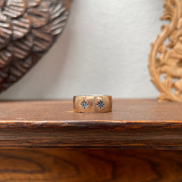 Vintage 9ct Silver Lined Ring With Sapphire