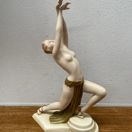 Original Art Deco Porcelain Figurine By Elly Strobach for Royal Dux of Dancer