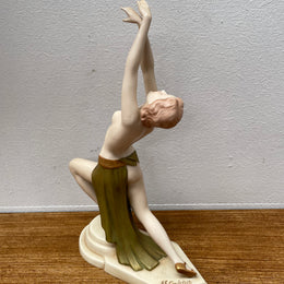 Original Art Deco Porcelain Figurine By Elly Strobach for Royal Dux of Dancer