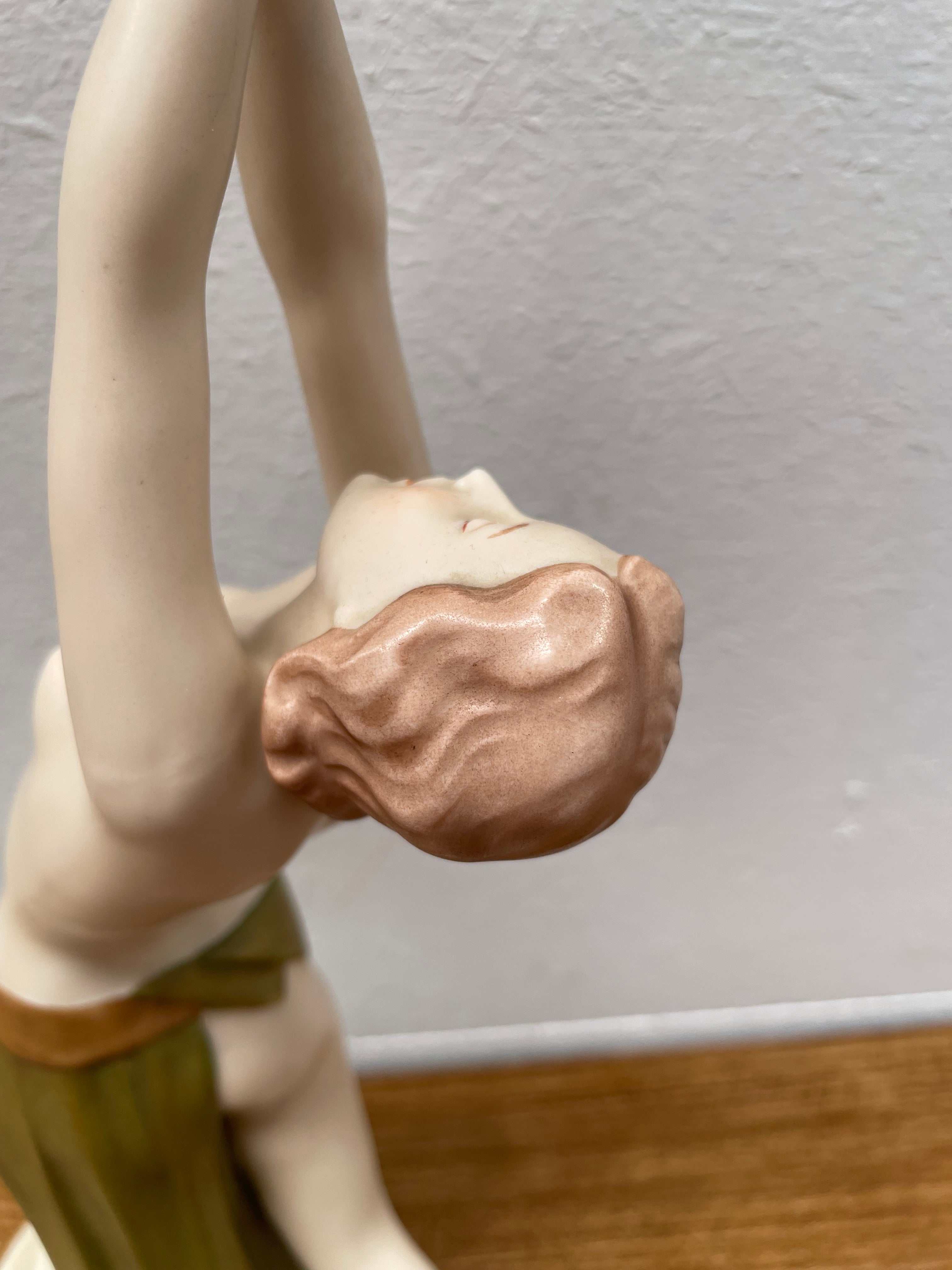 Original Art Deco Porcelain Figurine By Elly Strobach for Royal Dux of Dancer | Antique & Vintage | Moonee Ponds Antiques | Australia Wide Delivery