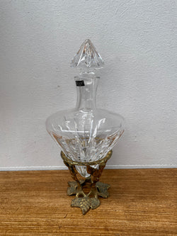 Vintage Stuart Crystal Wine Decanter Sitting In a Decorative Brass Stand | Antique & Vintage | Moonee Ponds Antiques | Australia Wide Delivery