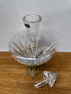 Vintage Stuart Crystal Wine Decanter Sitting In a Decorative Brass Stand | Antique & Vintage | Moonee Ponds Antiques | Australia Wide Delivery