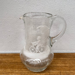 Victorian Mary Gregory Jug "Boy on a bike"