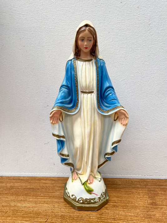 Vintage Hand Painted Plaster Statue of Our Lady Mary