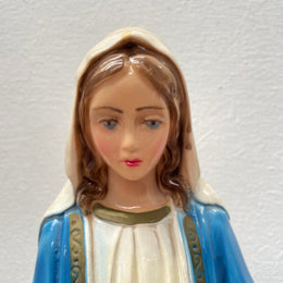 Vintage Hand Painted Plaster Statue of Our Lady Mary