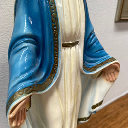 Vintage Hand Painted Plaster Statue of Our Lady Mary