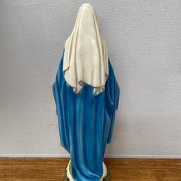 Vintage Hand Painted Plaster Statue of Our Lady Mary