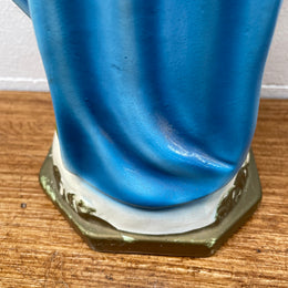 Vintage Hand Painted Plaster Statue of Our Lady Mary