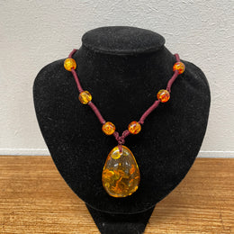 Vintage Baltic Amber Teardrop Necklace